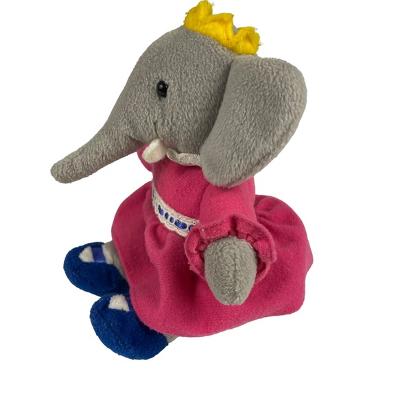 Vintage Gund Queen Celeste Babar Elephant Plush 1991 Cartoon Pink Dress Small 8” - Picture 6 of 12